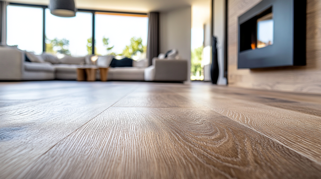 closeup shot of newly installed flooring