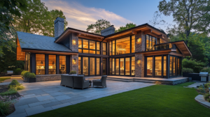 exterior luxury home at dusk